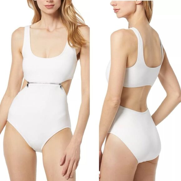 MICHAEL MICHAEL KORS Women's Zip-Trim Cutout One-Piece Swimsuit Size 6 - Picture 2 of 13